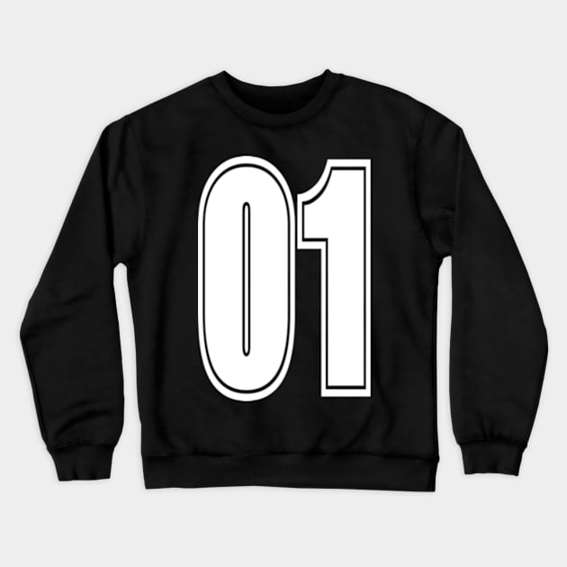 Varsity Sports Team Jersey Shirt Number 01 White Crewneck Sweatshirt by RuftupDesigns